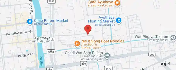 Static map showing Baan Thai House in Ayutthaya