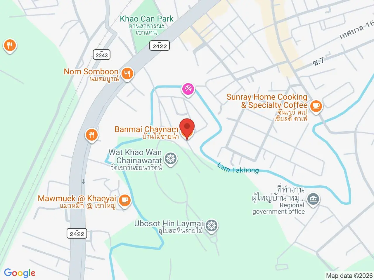 Static map showing Ban Mai Chay Nam in Khao Yai