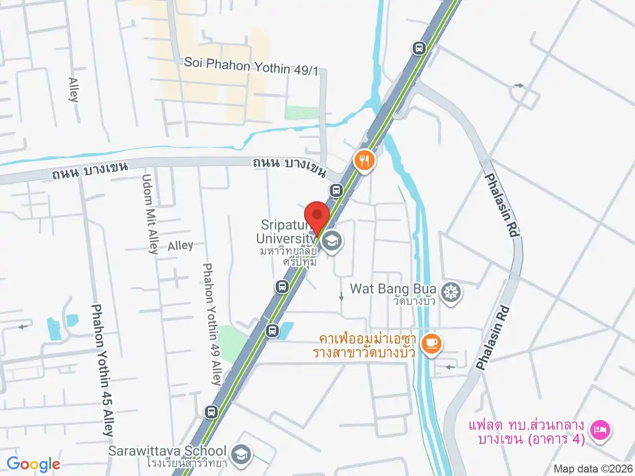 Map showing the location of Bang Bua station