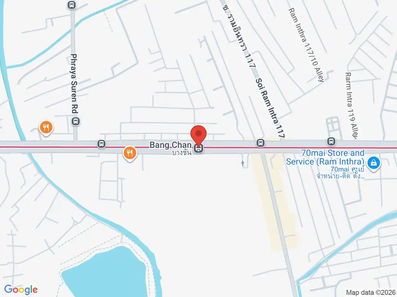 Map showing the location of Bang Chan station