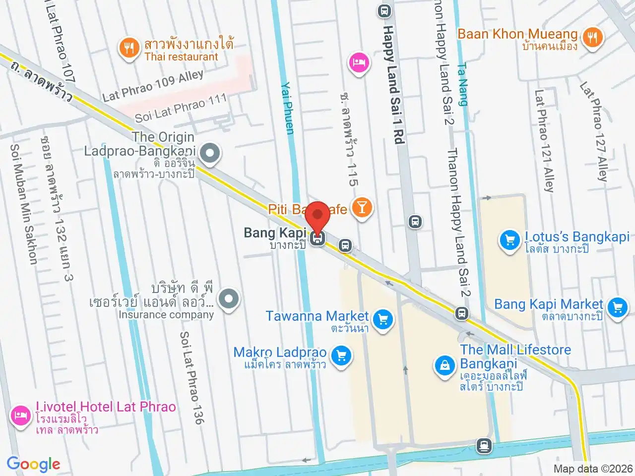 Map showing the location of Bang Kapi station