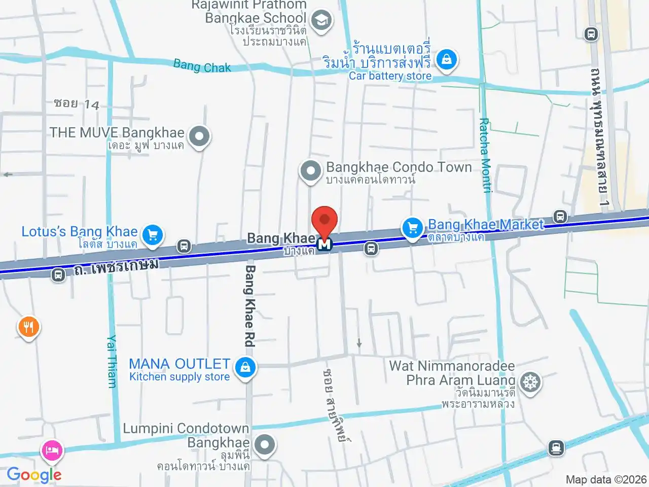 Map showing the location of Bang Khae station