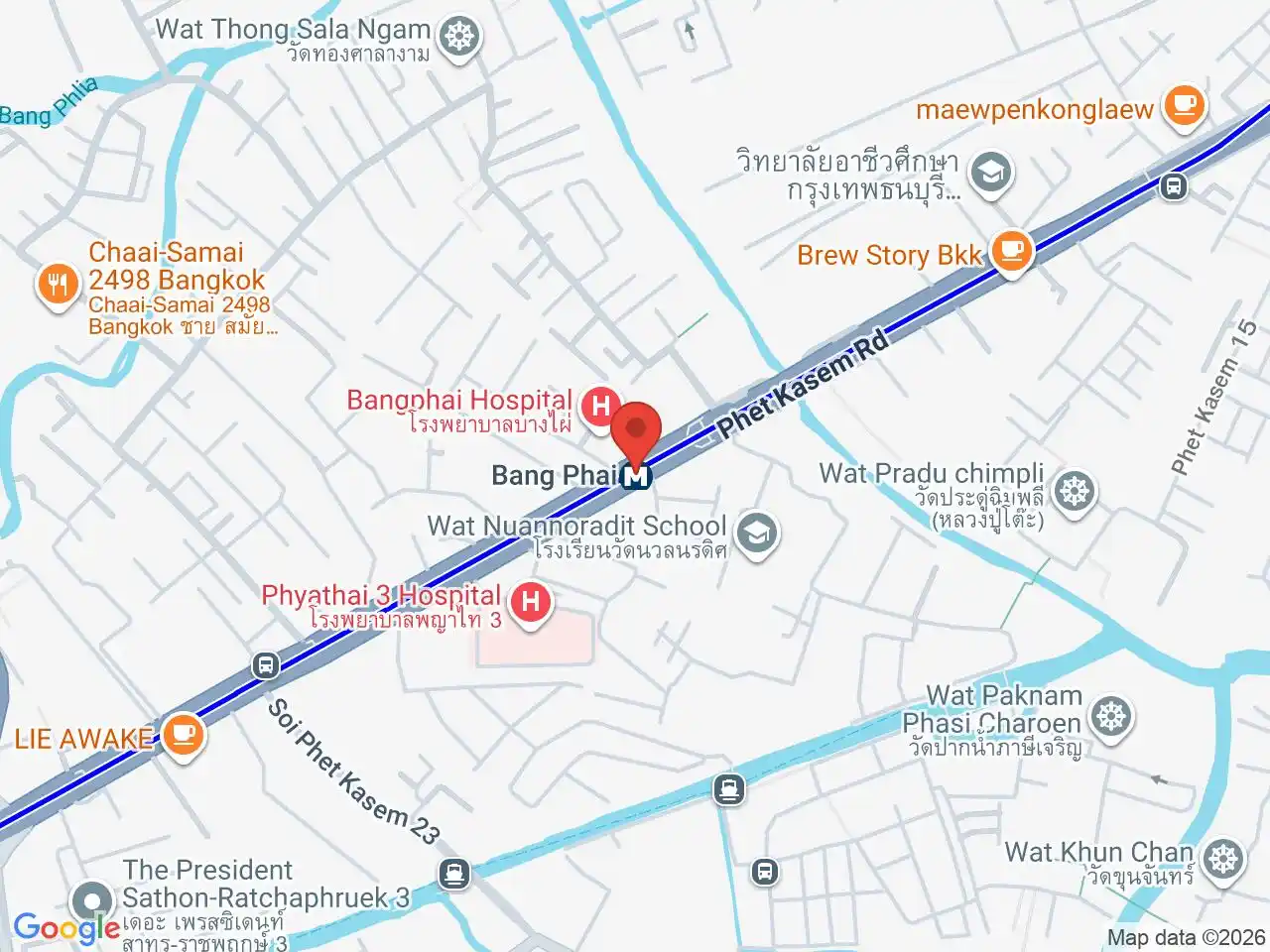 Map showing the location of Bang Phai station