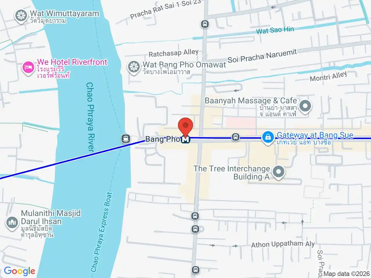 Map showing the location of Bang Pho station