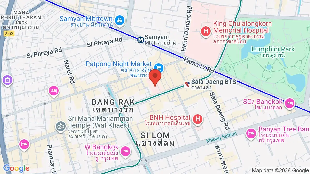 Map showing location of Bangkok Christian Hospital
