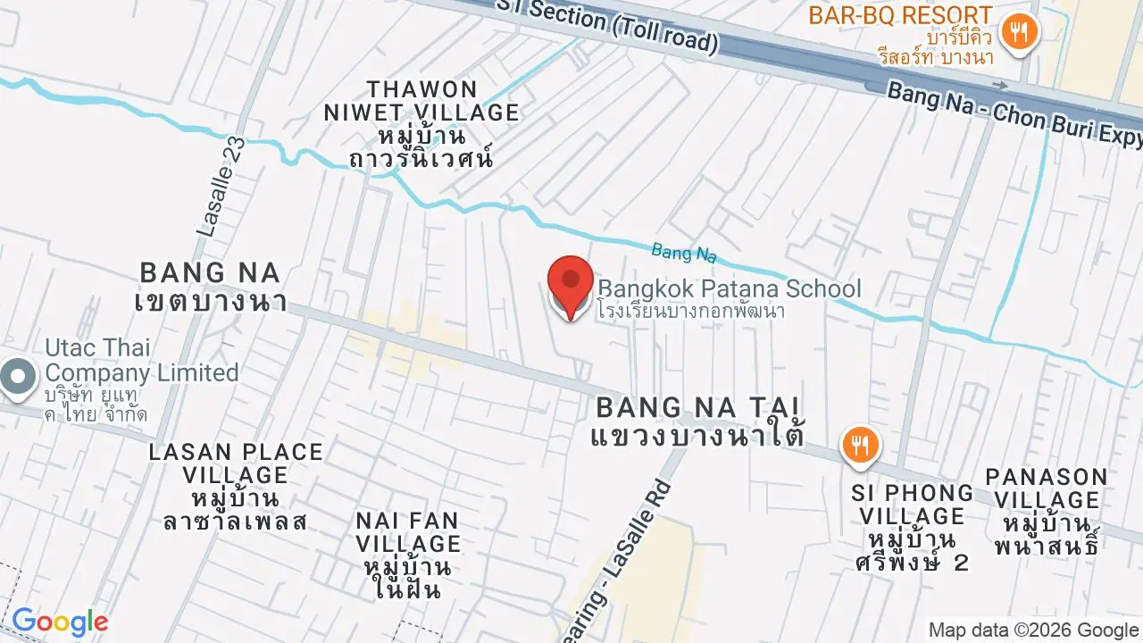 Map showing location of Bangkok Patana School