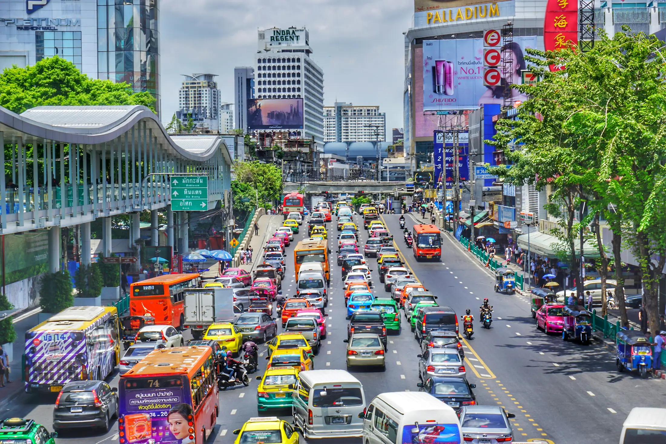 Bangkok public transport including trains, roads, and city travel