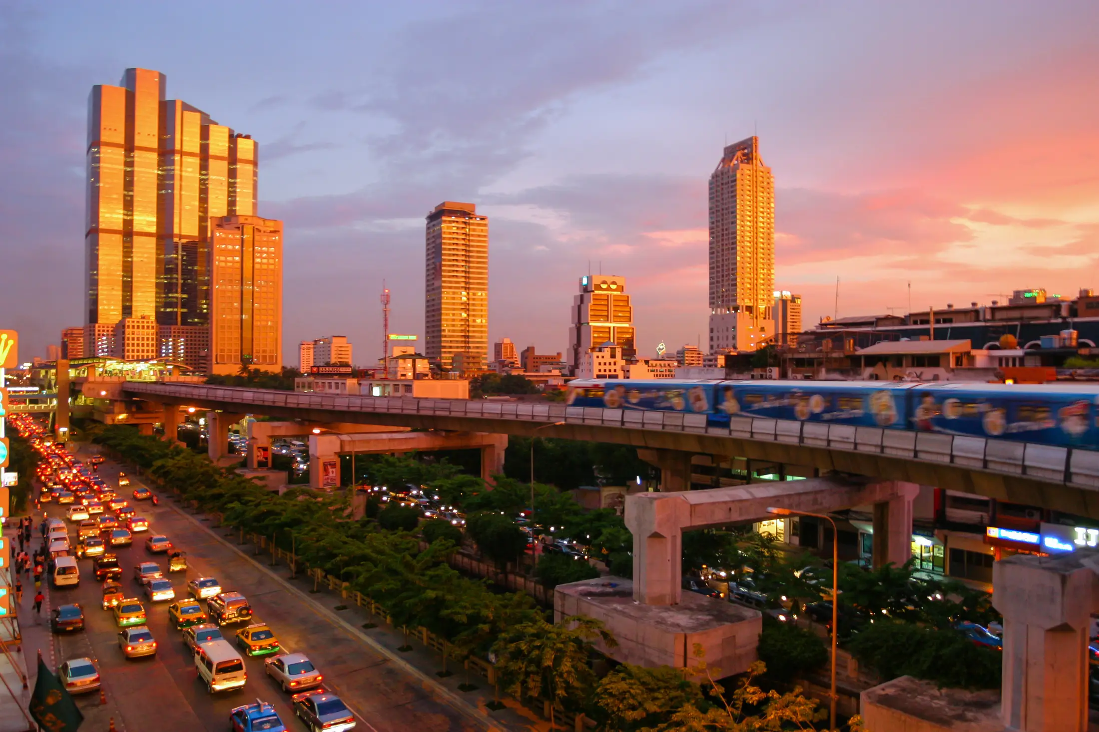 Bangkok city skyline and urban areas