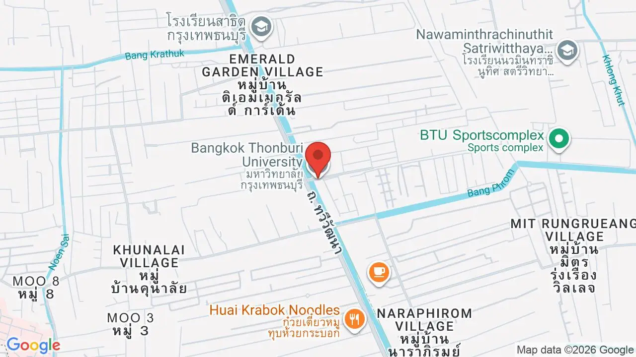 Map showing location of Bangkokthonburi University