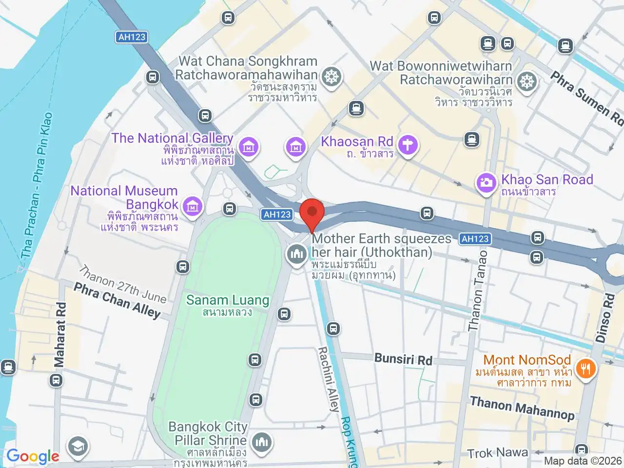 Large Google map centered on Banglamphu