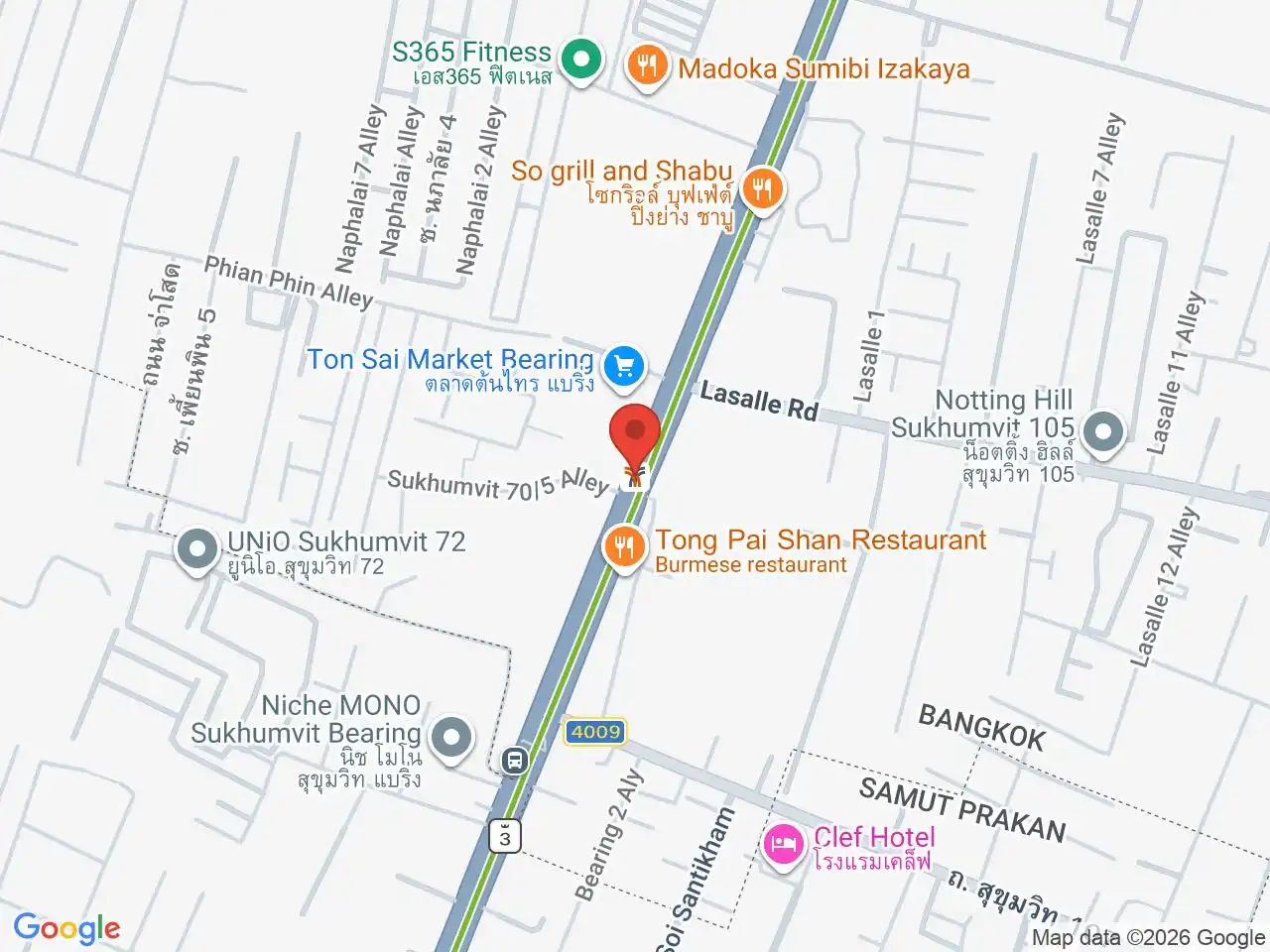 Large Google map centered on Bearing