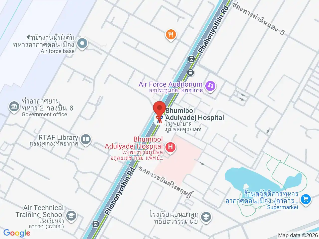 Map showing the location of Bhumibol Adulyadej Hospital station
