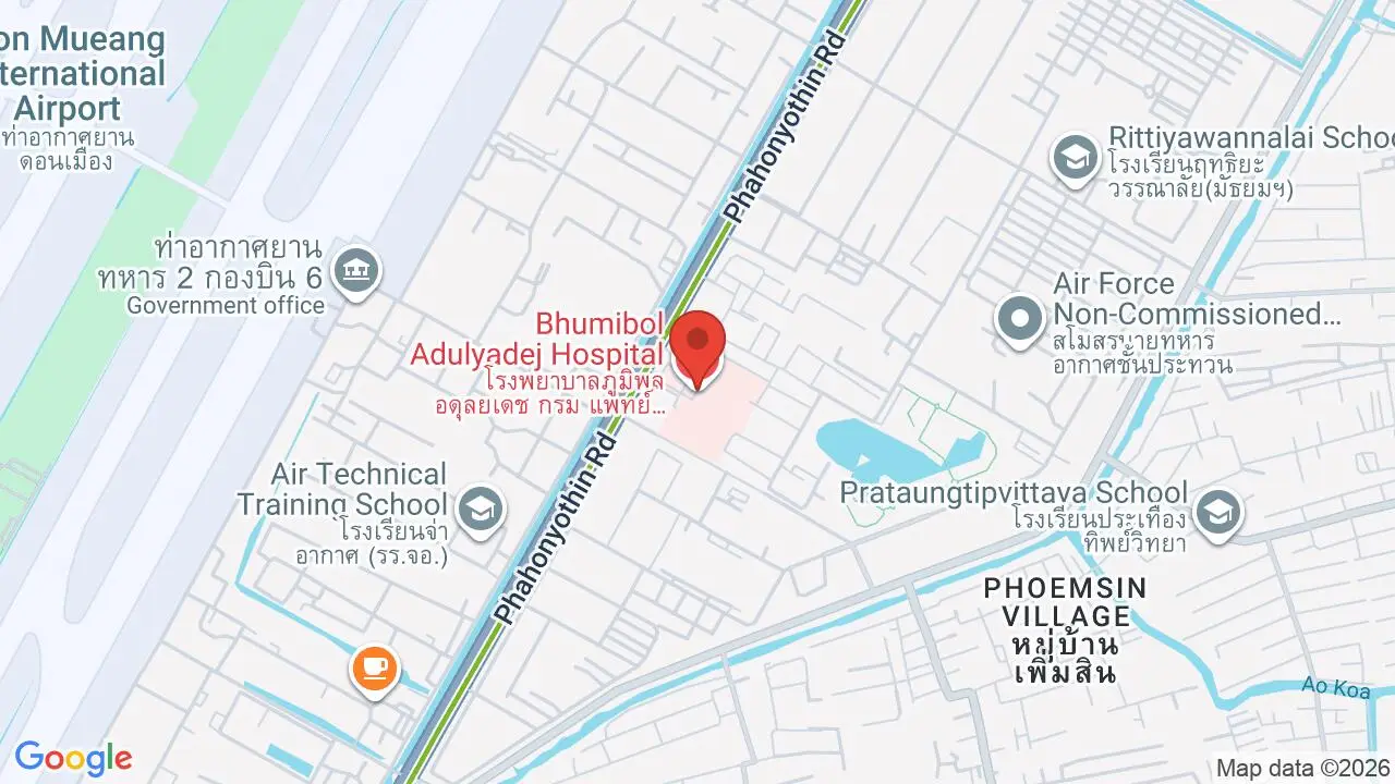Map showing location of Bhumibol Adulyadej Hospital