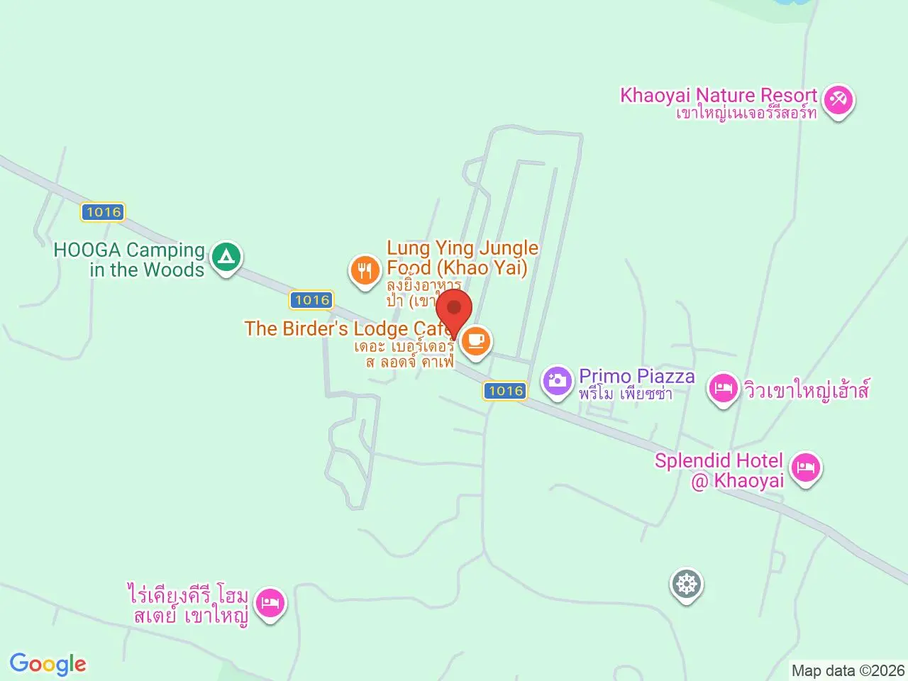 Static map showing The Birder's Lodge Farmers Market in Khao Yai