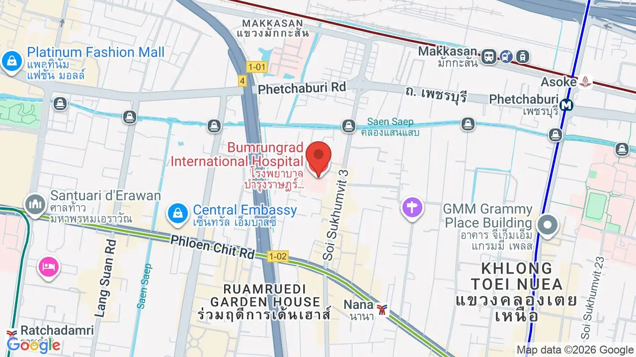 Map showing location of Bumrungrad International Hospital