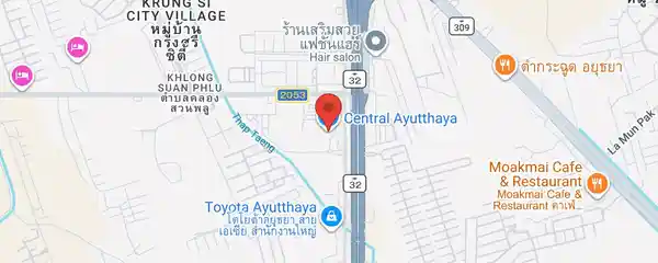 Static map showing Central Ayutthaya in Ayutthaya