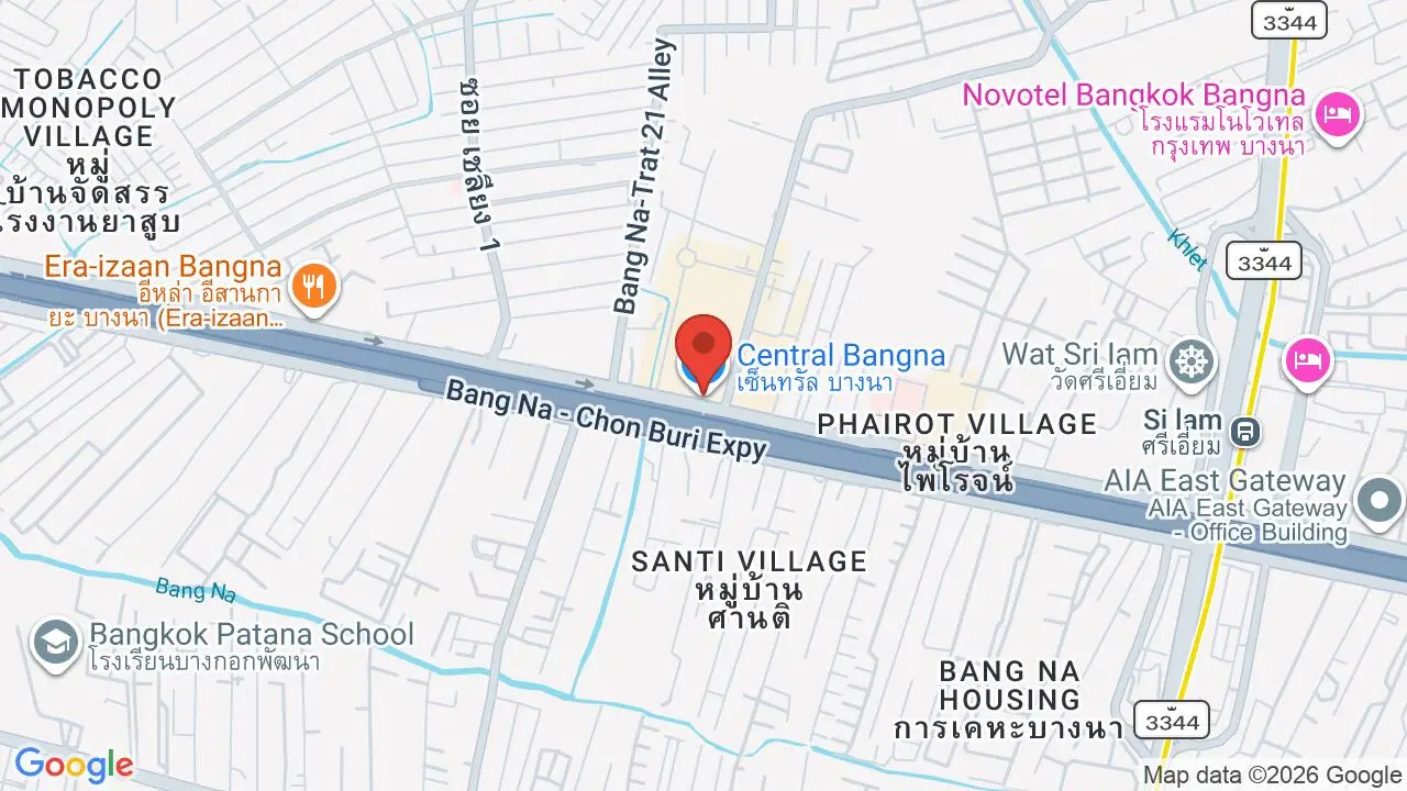 Map showing location of Central Bangna
