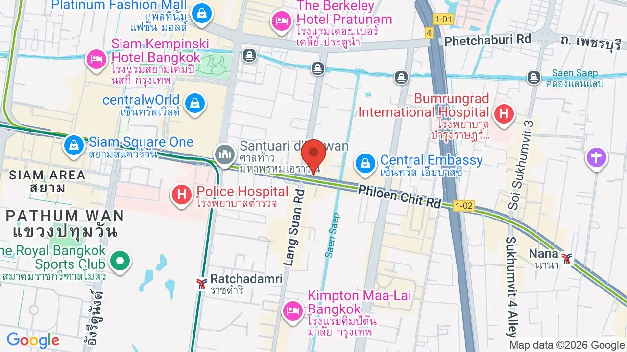 Map showing location of Central Chidlom
