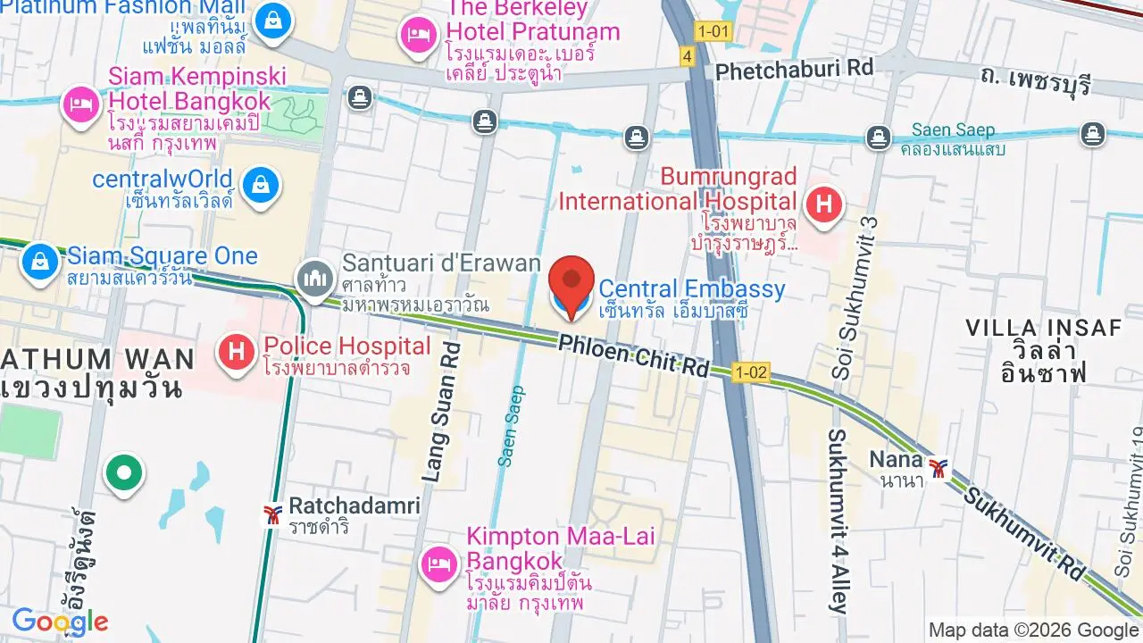 Map showing location of Central Embassy