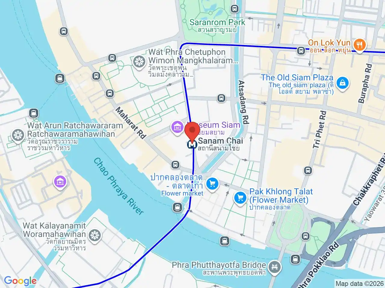 Map showing the location of Sanam Chai station