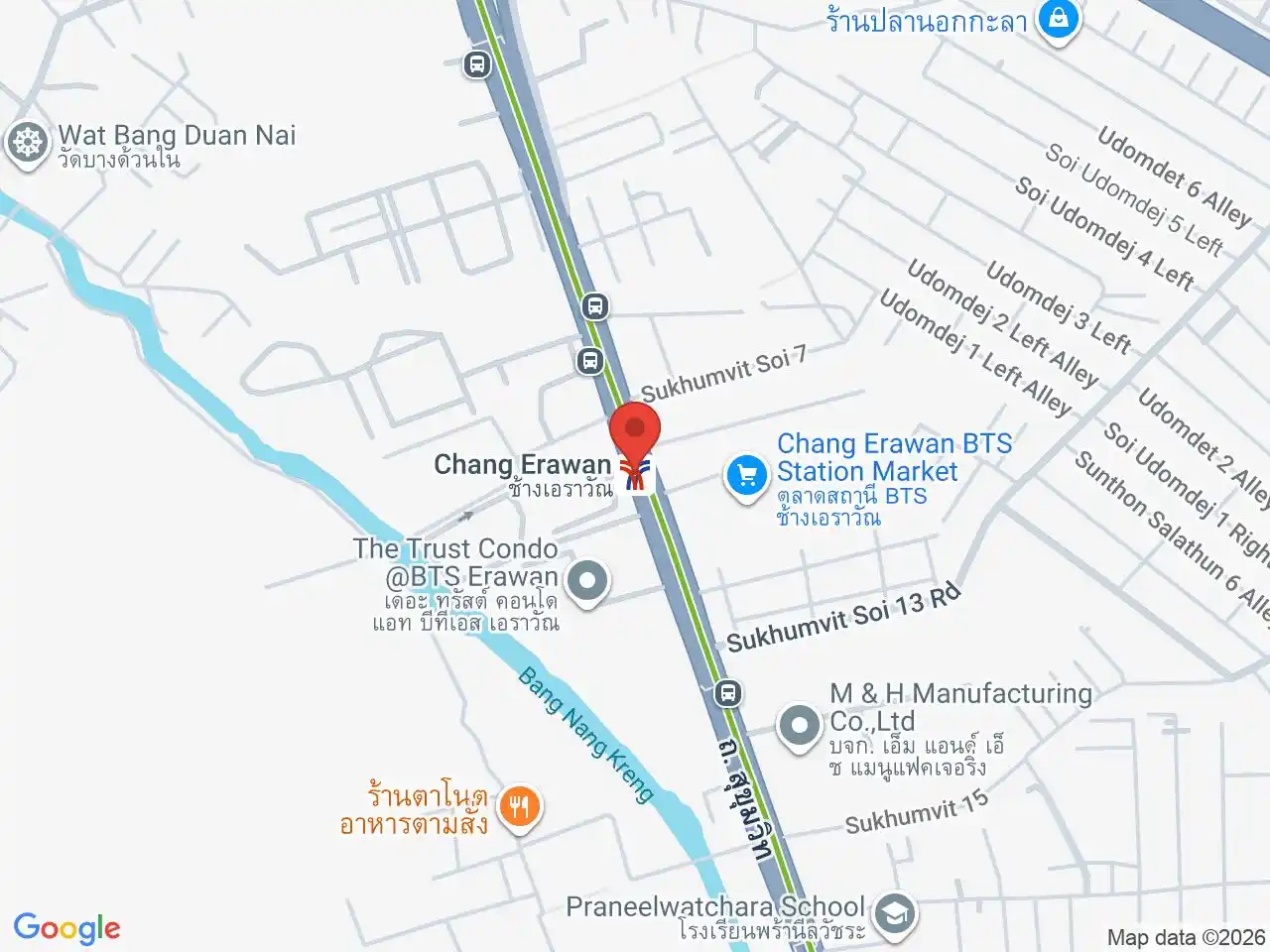 Map showing the location of Chang Erawan station