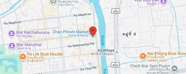 Static map showing Chao Phrom Market in Ayutthaya