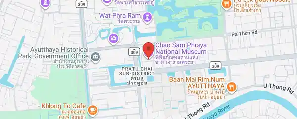 Static map showing Chao Sam Phraya National Museum in Ayutthaya