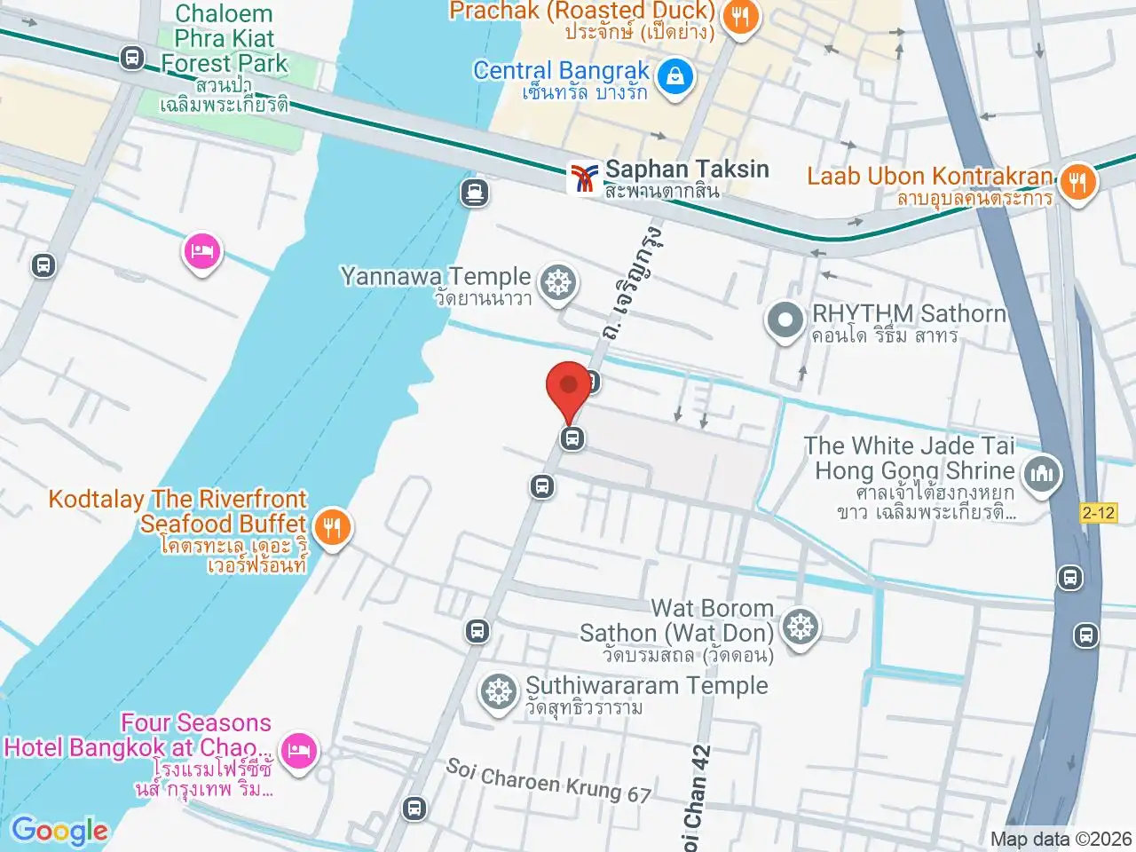 Large Google map centered on Charoen Krung