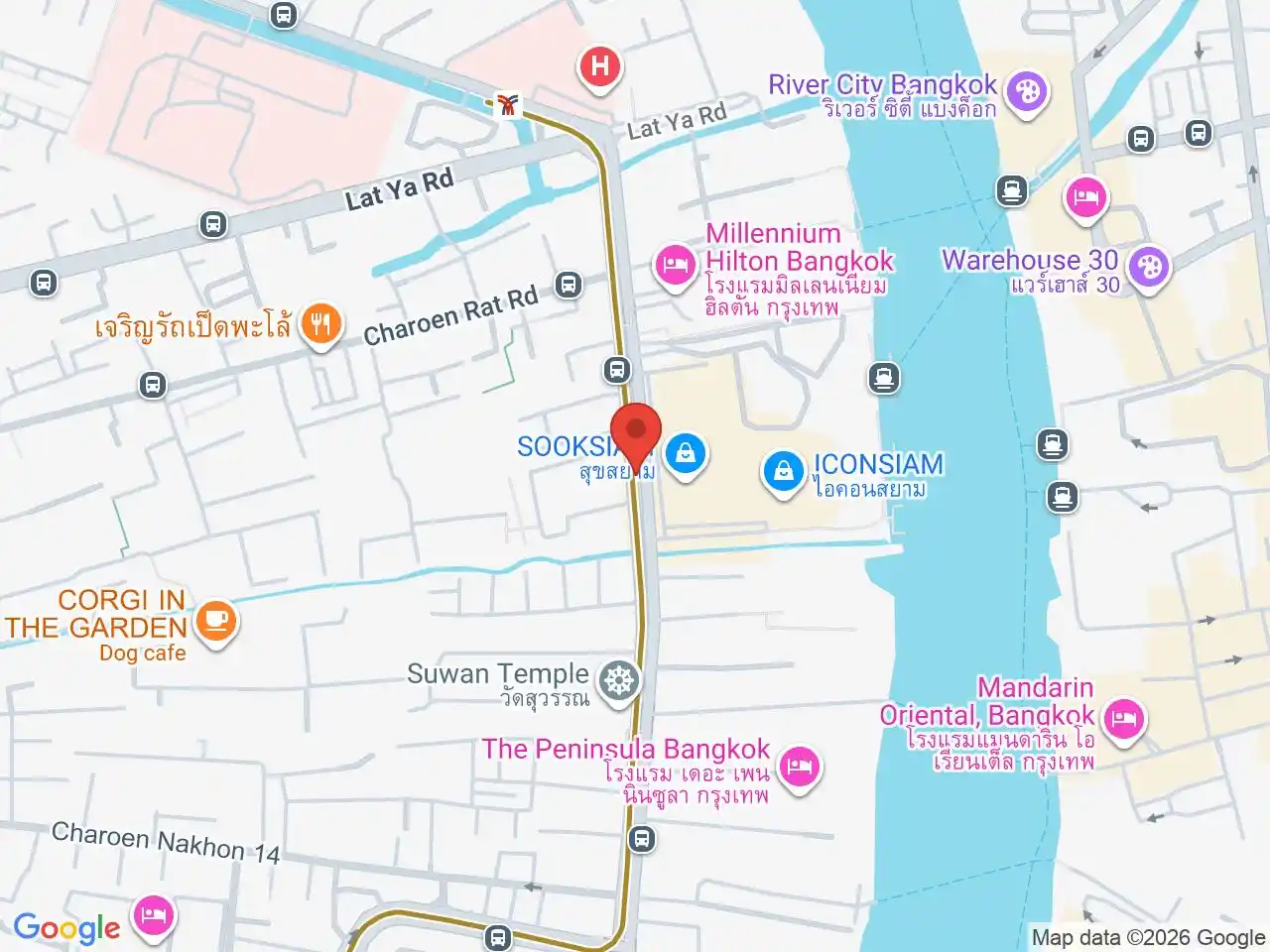 Map showing the location of Charoen Nakhon station