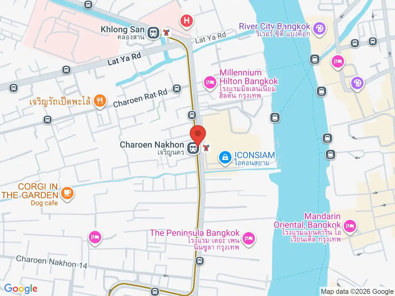 Large Google map centered on Charoen Nakhon