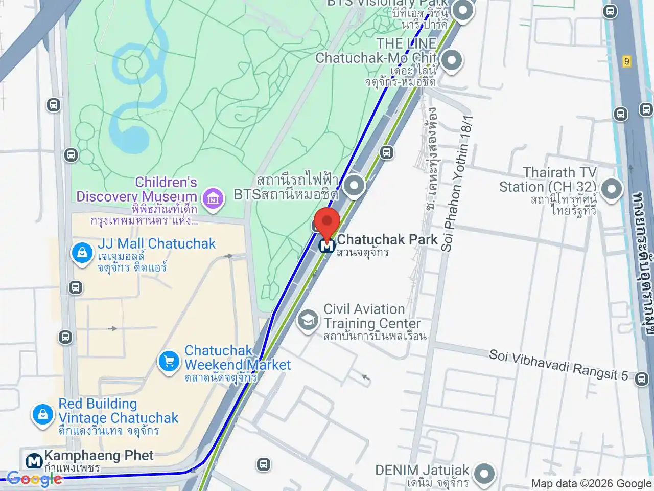 Map showing the location of Chatuchak Park station