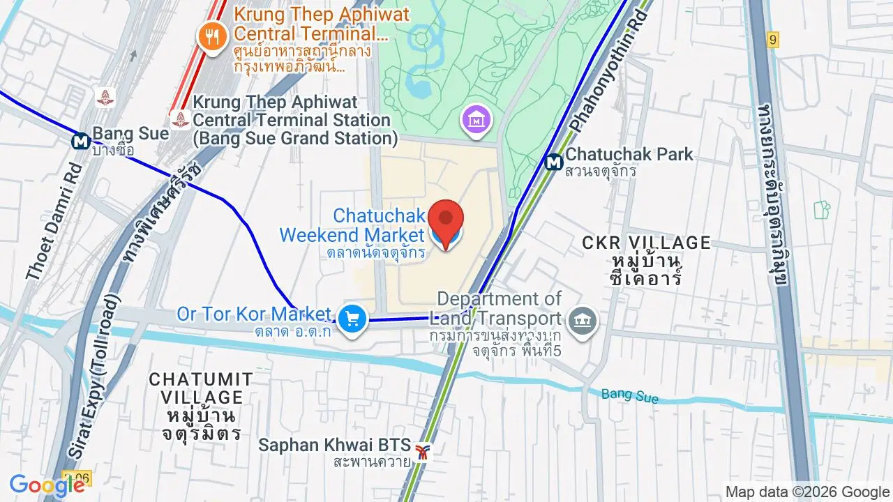 Map showing location of Chatuchak Weekend Market