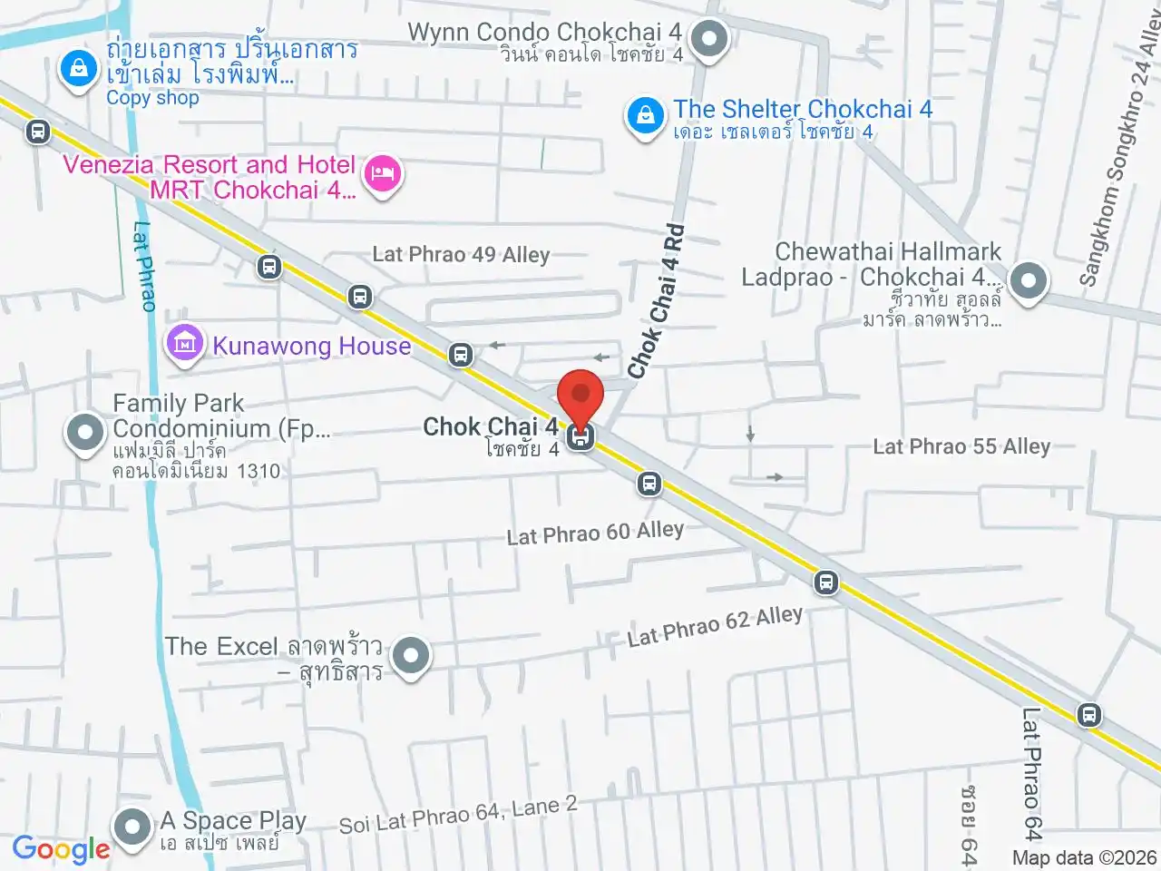 Map showing the location of Chok Chai 4 station
