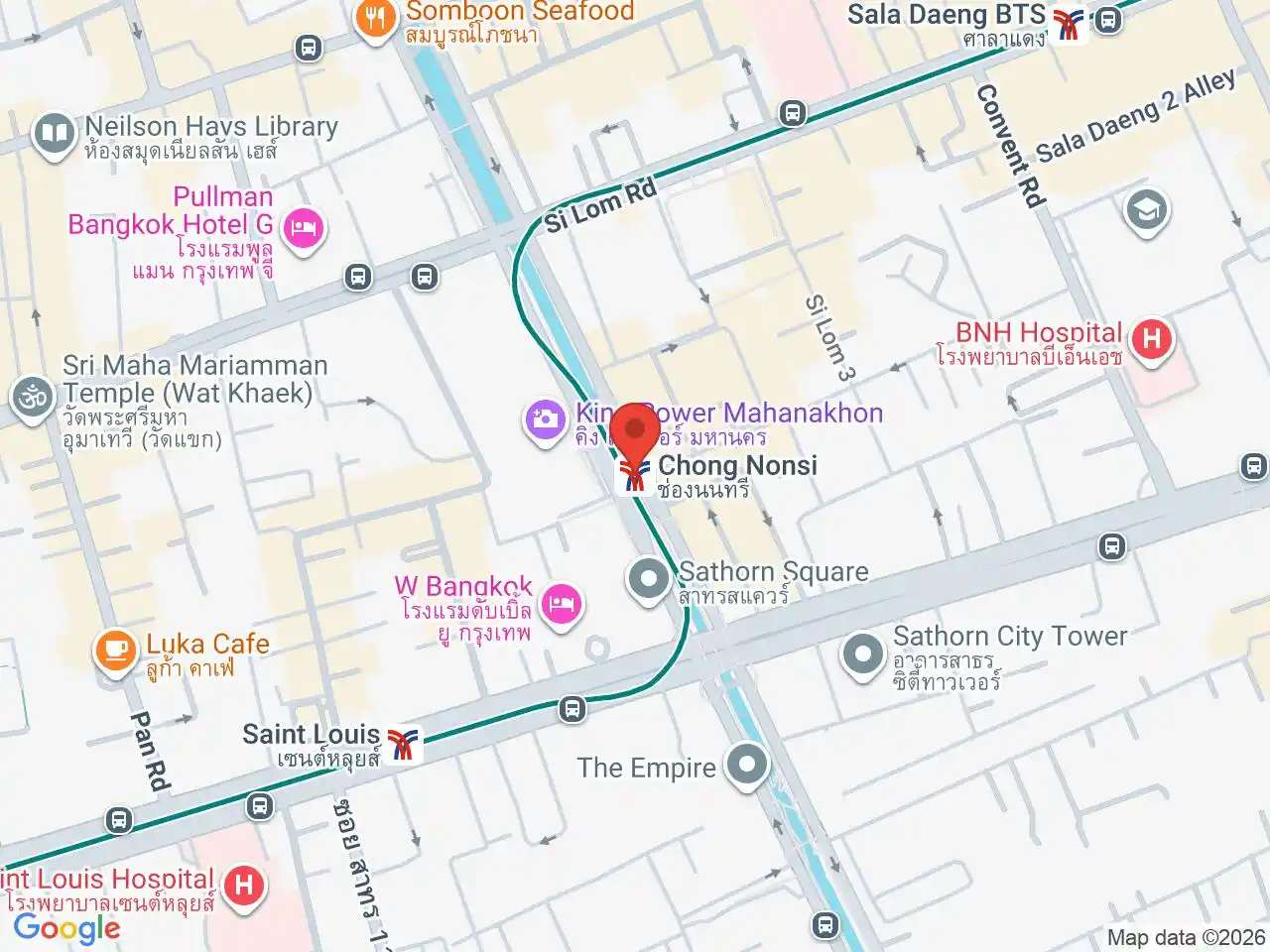 Map showing the location of Chong Nonsi station