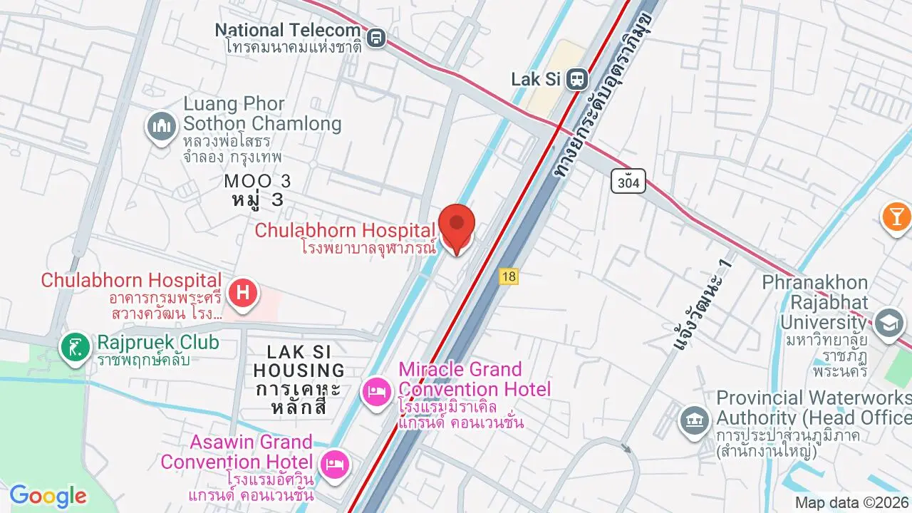 Map showing location of Chulabhorn Hospital
