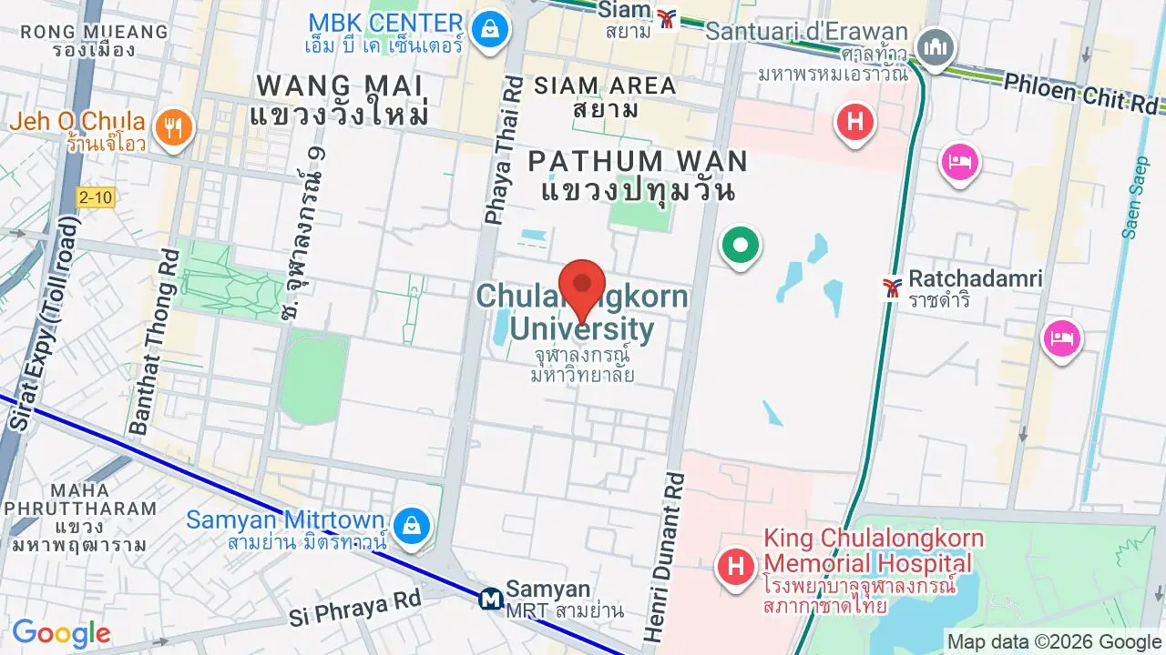 Map showing location of Chulalongkorn University