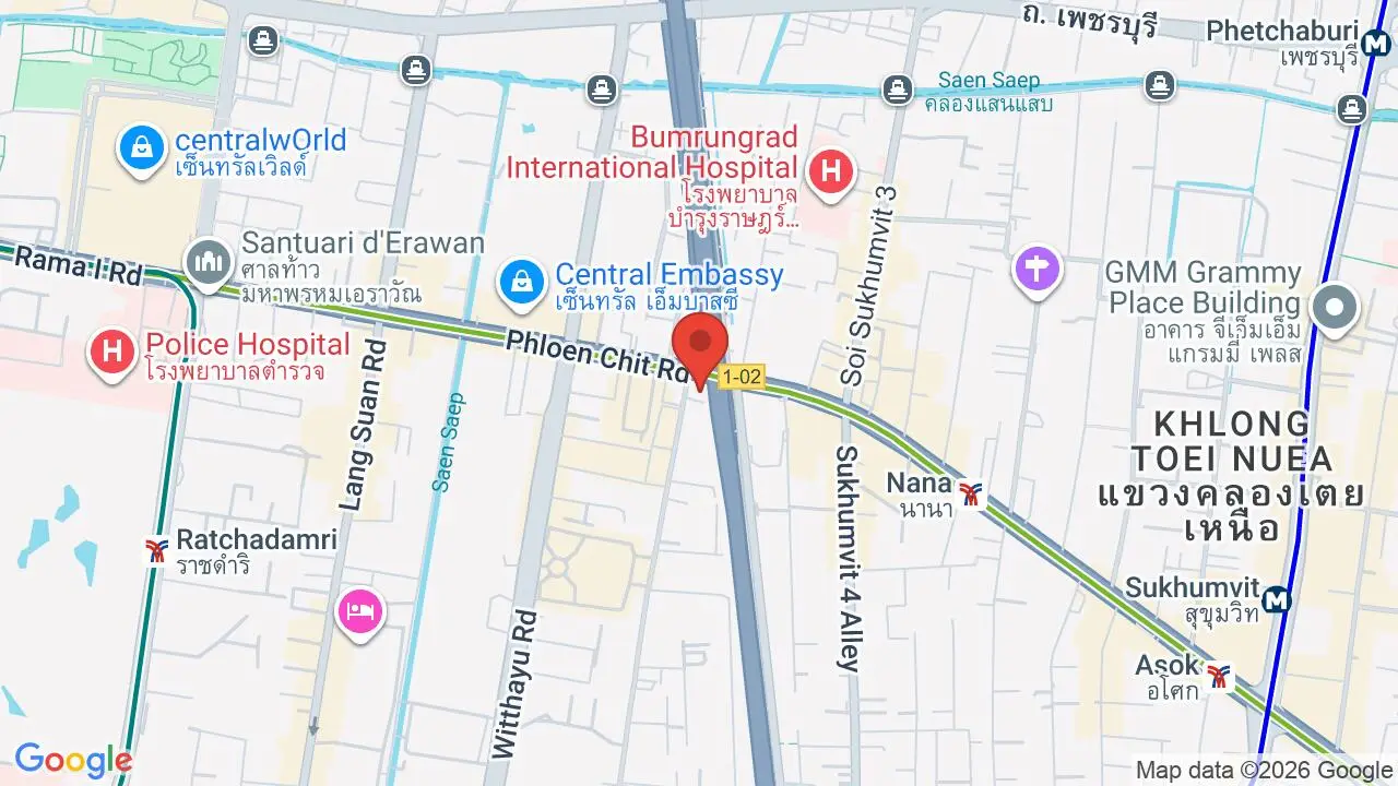 Map showing location of Cigna Thailand