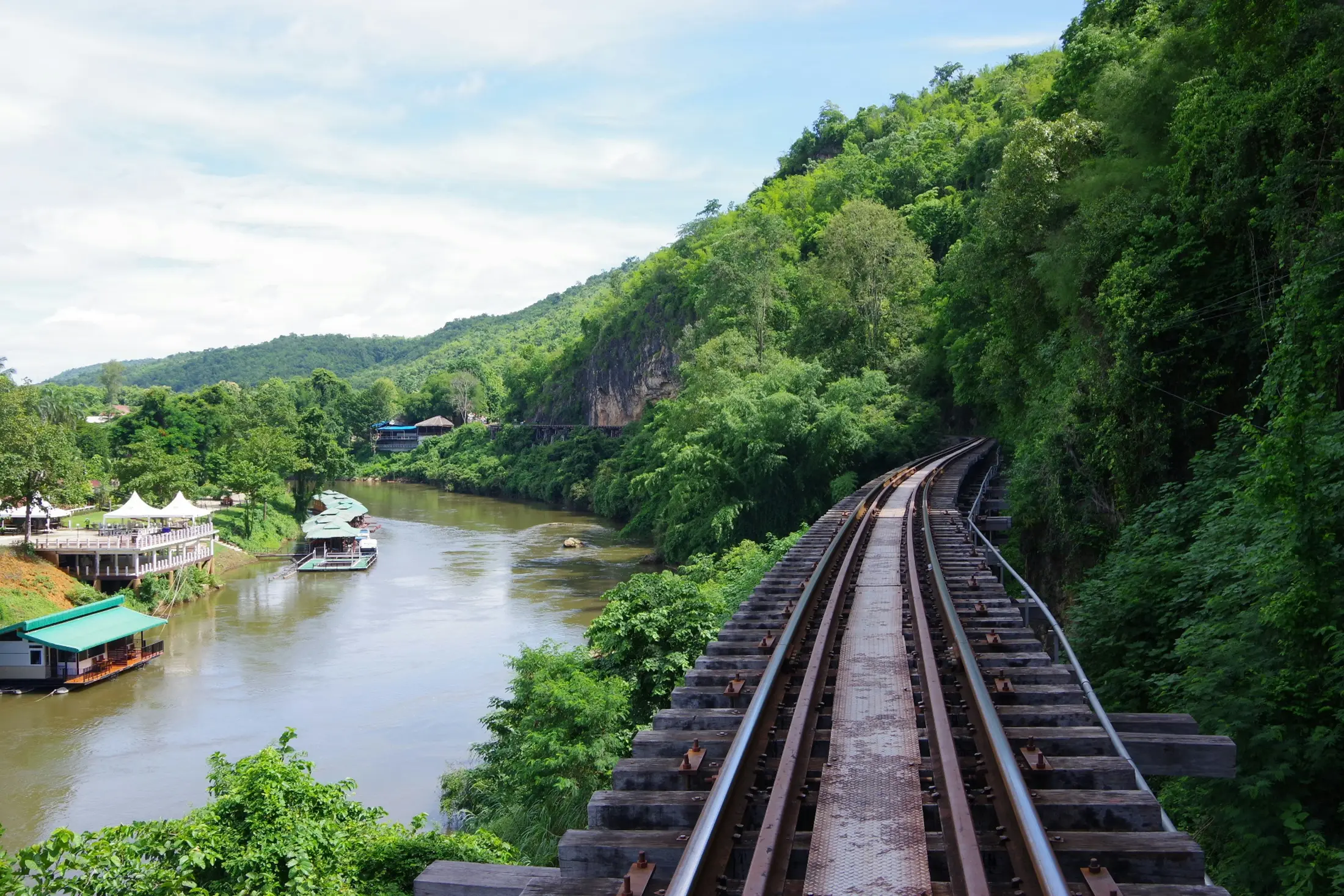 Death Railway tracks beside the River Kwai in Kanchanaburi