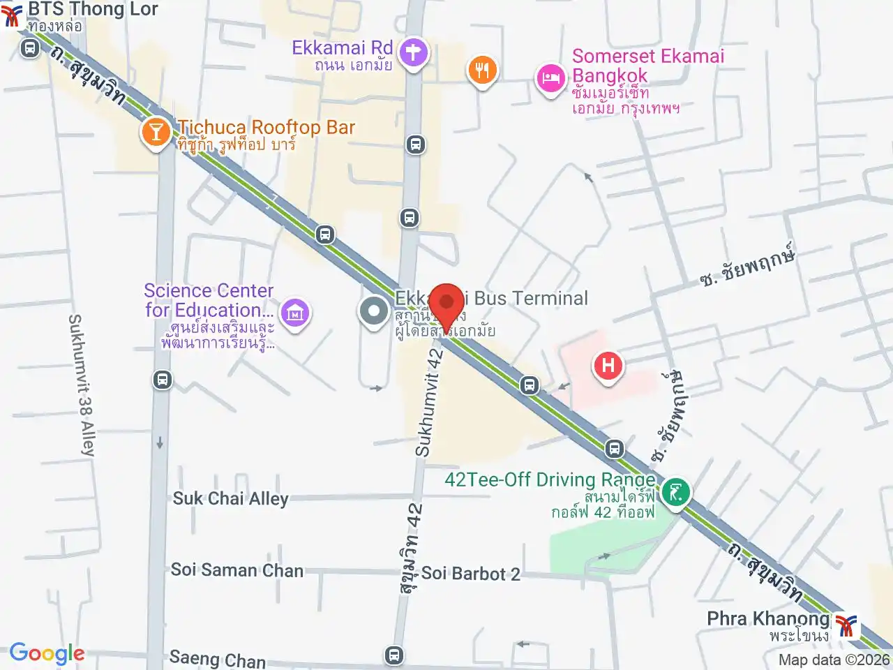 Map showing the location of Ekkamai station
