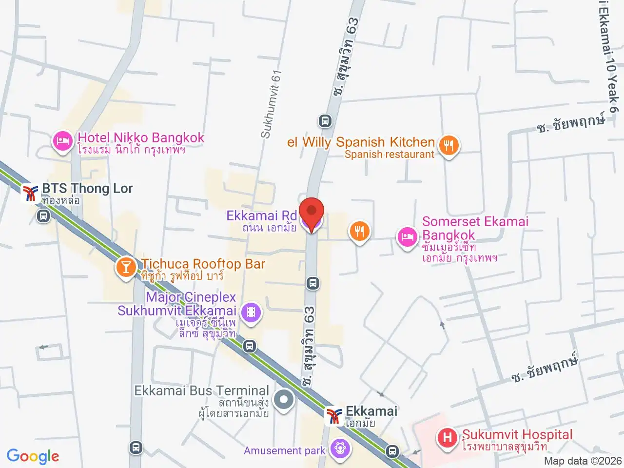 Large Google map centered on Ekkamai