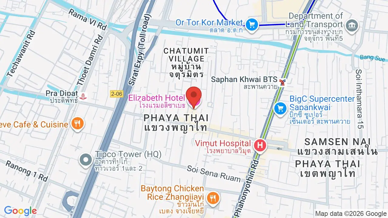 Map showing location of Elizabeth Hotel Bangkok