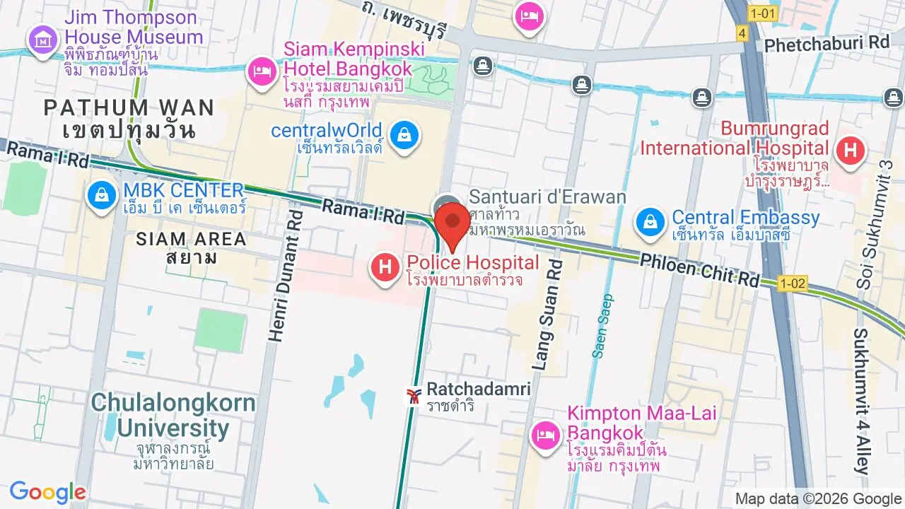 Map showing location of Erawan Shrine