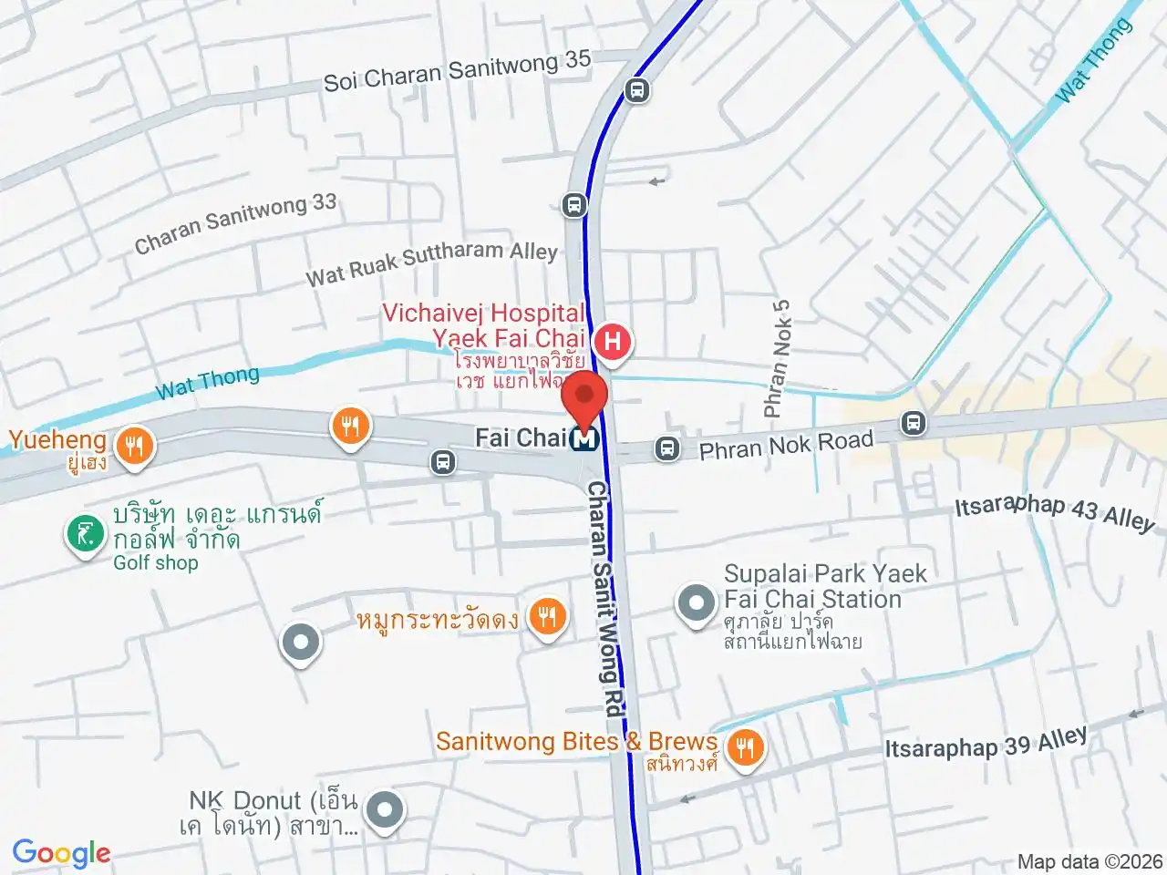 Map showing the location of Fai Chai station