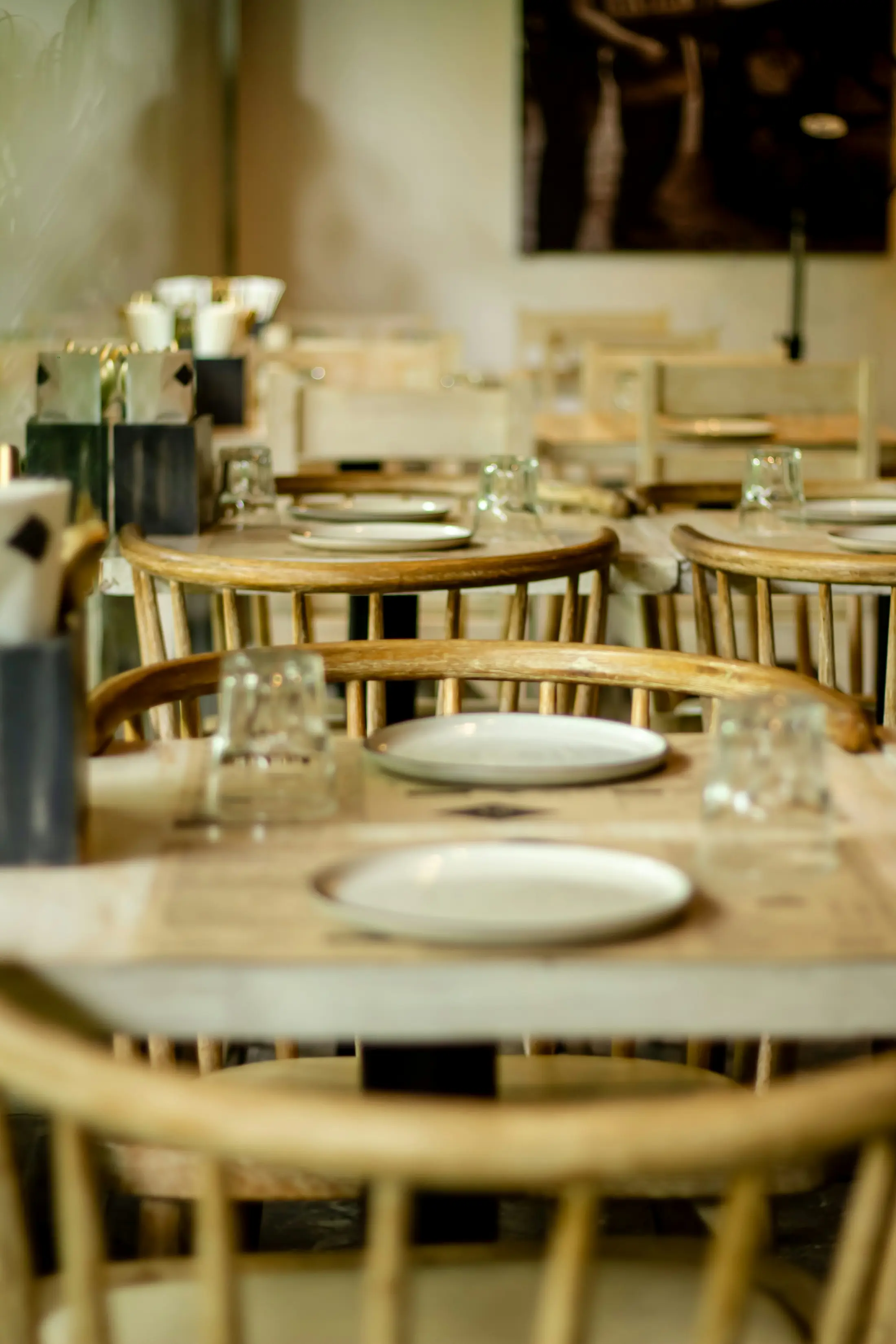 Set tables in a Bangkok fine dining restaurant