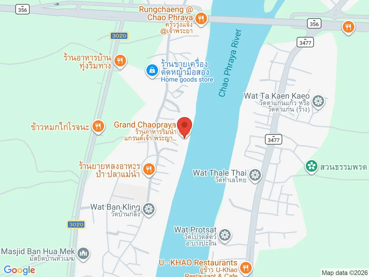 Static map showing Grand Chaopraya in Ayutthaya
