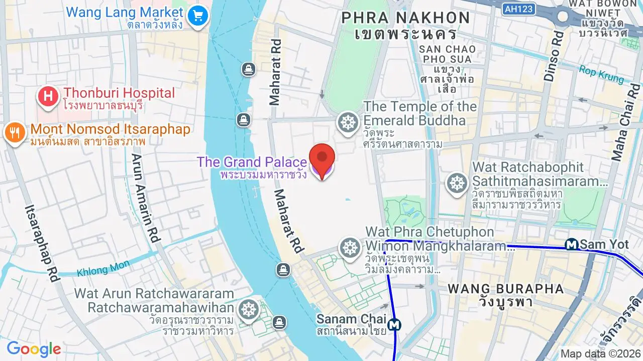 Map showing location of Grand Palace