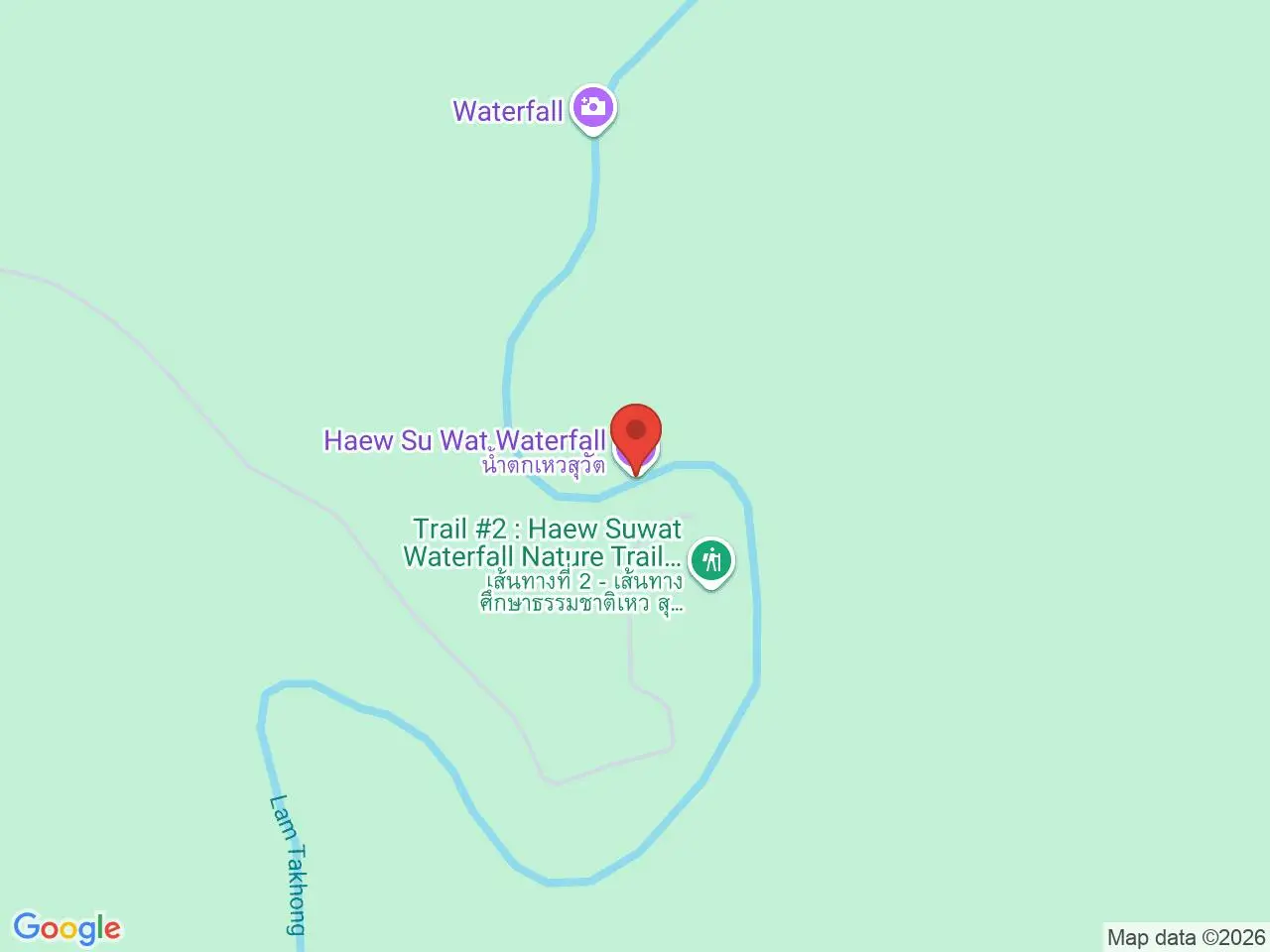 Static map showing Haew Suwat Waterfall in Khao Yai