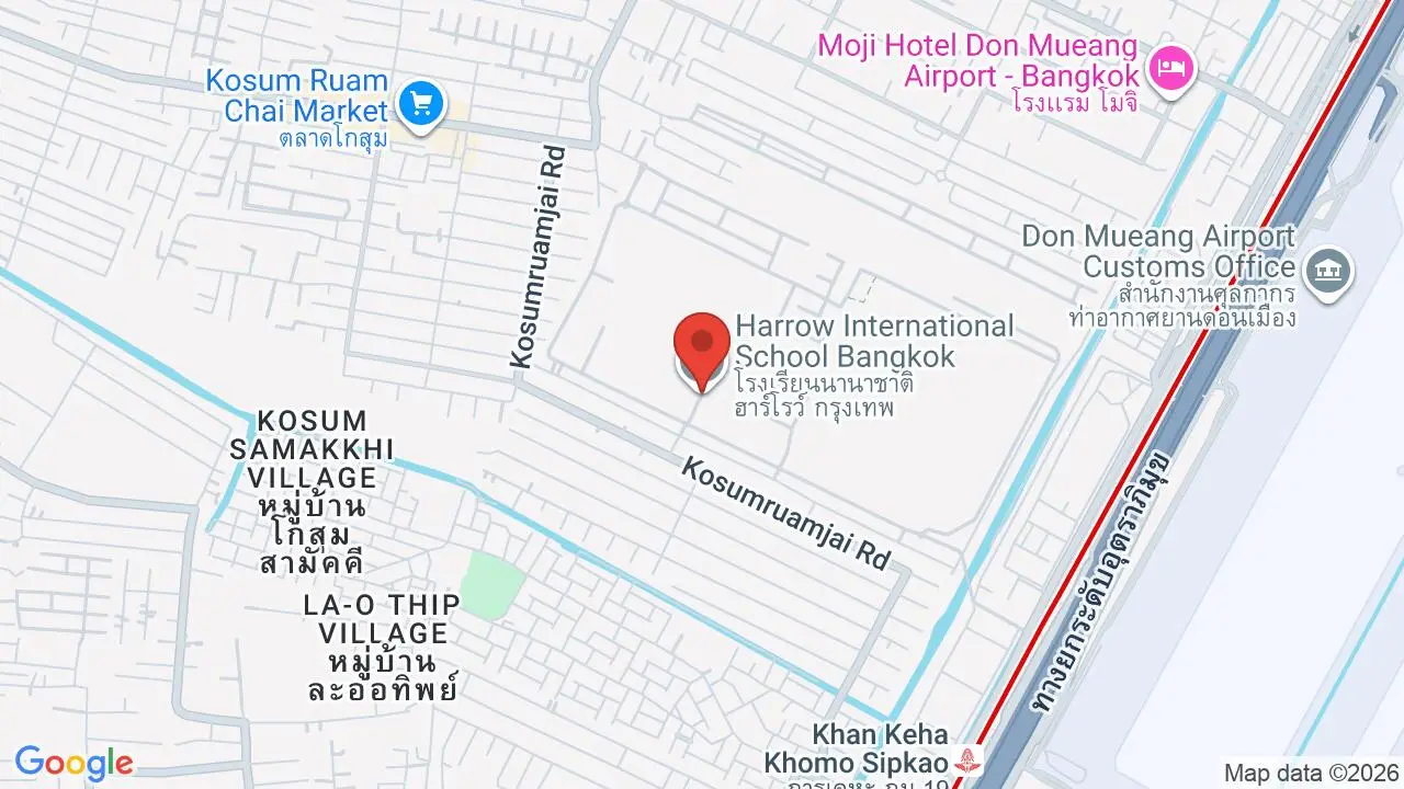 Map showing location of Harrow International School Bangkok