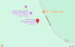 Static map showing Hellfire Pass Interpretive Centre in Kanchanaburi