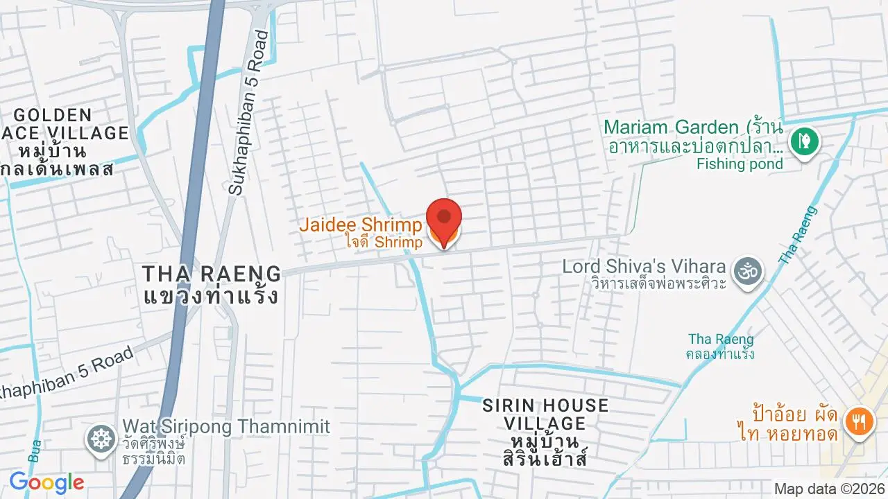 Map showing location of Jaidee Shrimp